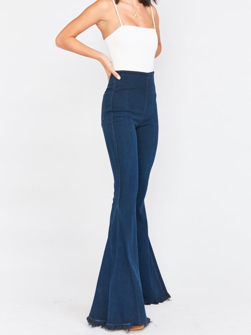 NEW SHOW ME YOUR MUMU High-Rise Stretch Flare Jeans THUNDER Dark Blue SMALL
